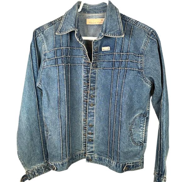 Blues & Khaki Jackets & Blazers - Blues & Khaki Silver Button Up Denim Jeans Jacket Womens LS Embroidery Size L